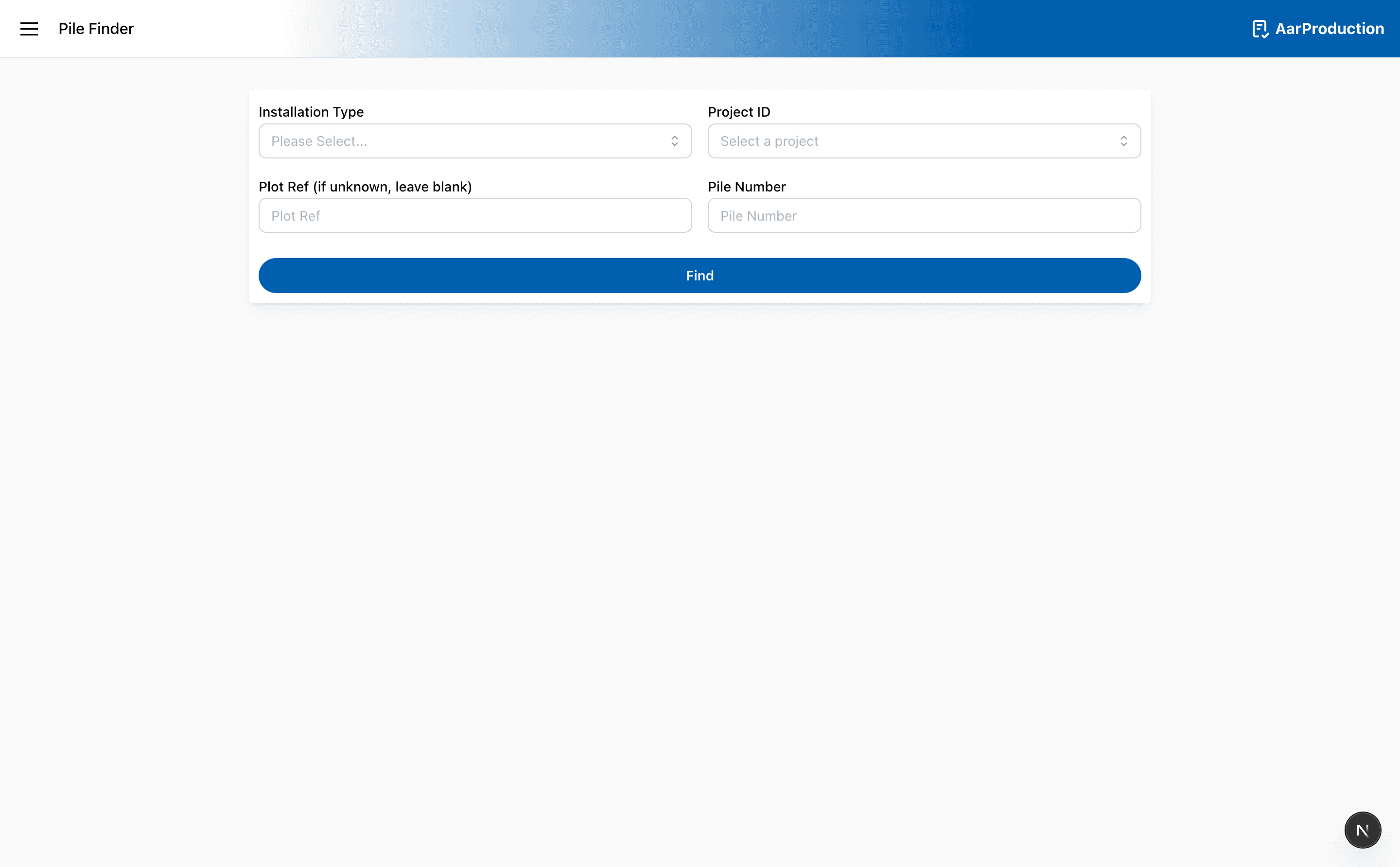 Pile Finder lets you search for an existing pile and then review the recorded values.